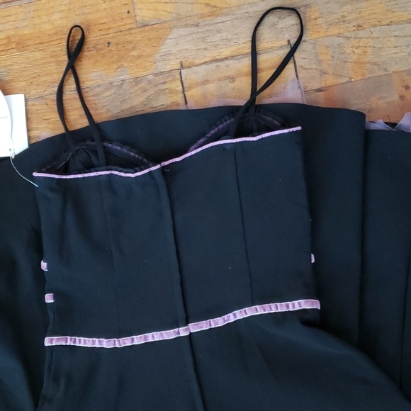 *NWT MY MICHELLE SOCIAL VELVET TRIM TULLE DRESS BLACK SPAGHETTI STRAP SZ 3/4 SM - Picture 5 of 8